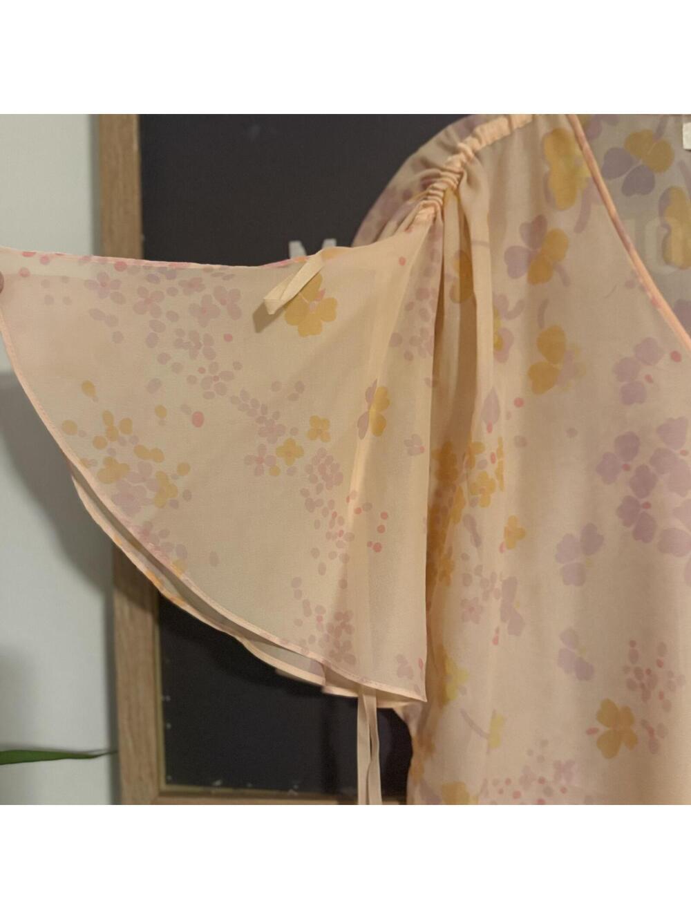 Peach Floral Sheer Maxi Dress Yves Saint Laurent Lingerie Boho Small - Picture 2 of 4